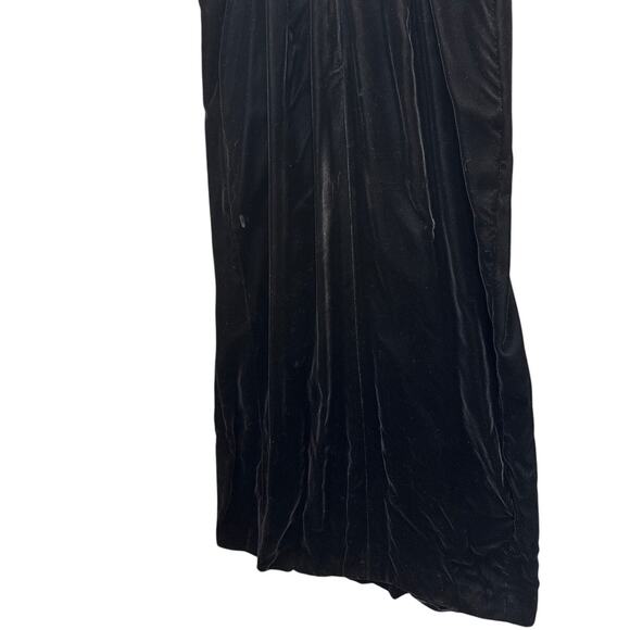 Nadine 90s Black Velvet White lace Crochet V Neck Prom Evening Dress Women 13 - Picture 9 of 13